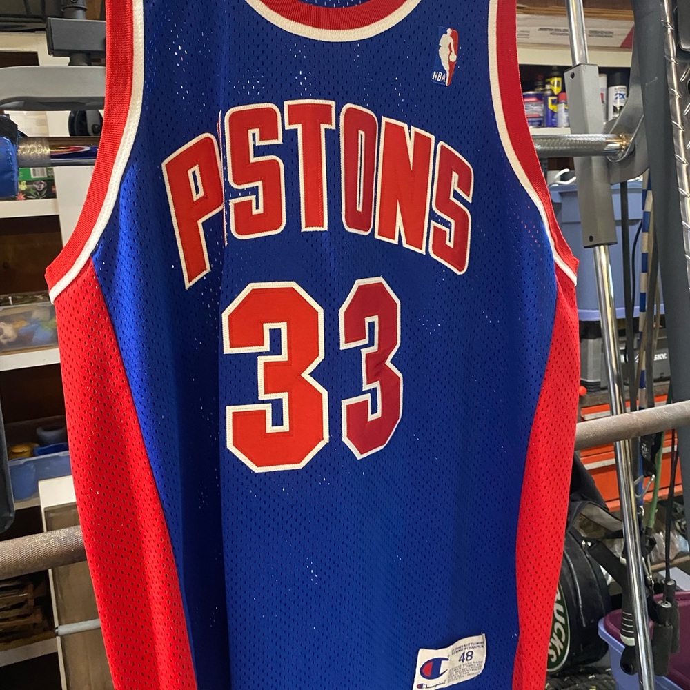 Champion Pistons Blue and Red Basketball Jersey